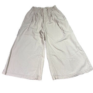 Anthropologie Pilcro Jeans Womens XS Cream Wide Leg High-Rise Cropped Paper Bag